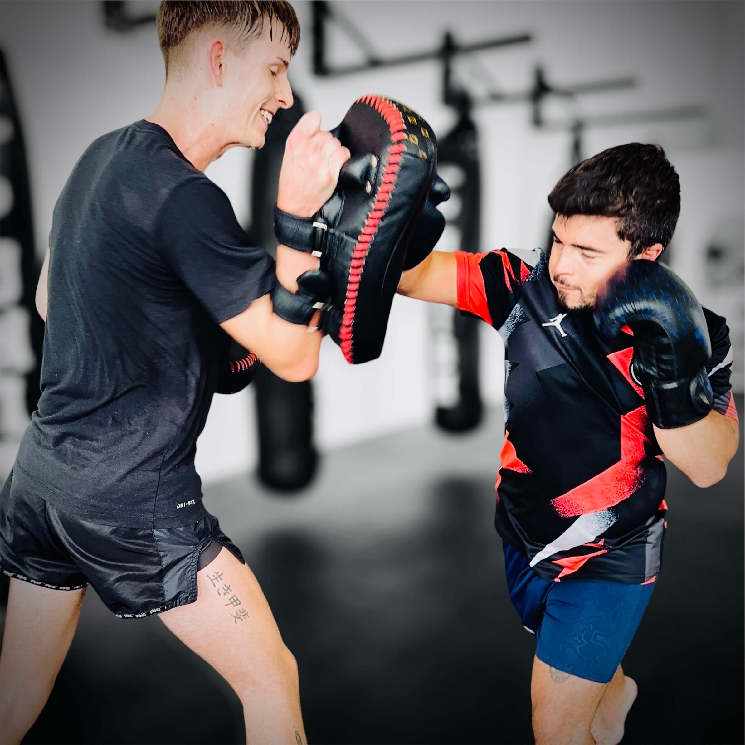 Gloves and pads in use during training